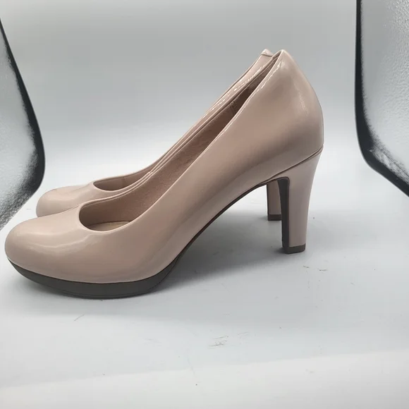 Clark's Collection Champagne Pink Platform Heels Sz.8 - Picture 6 of 12